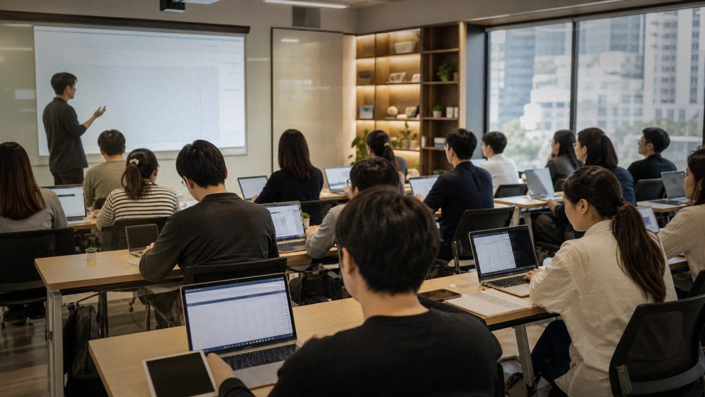 챗GPT로 홈페이지 만들기를 배우는 강의실 풍경